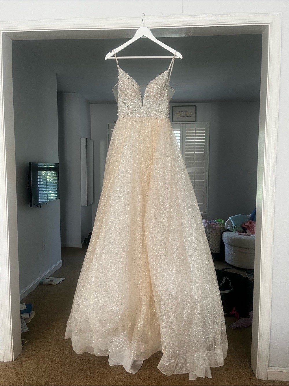 Sparkling Champagne A-Line Wedding Gown/Pageant/Event Dress